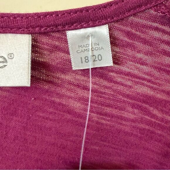 Avenue Boho Peasant Top Raspberry Crochet Trim Scoop Neck Smocked Waist, 18/20 - Picture 6 of 9